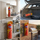 Fire Stop spray mounted in kitchen, car boot, garage and terrace