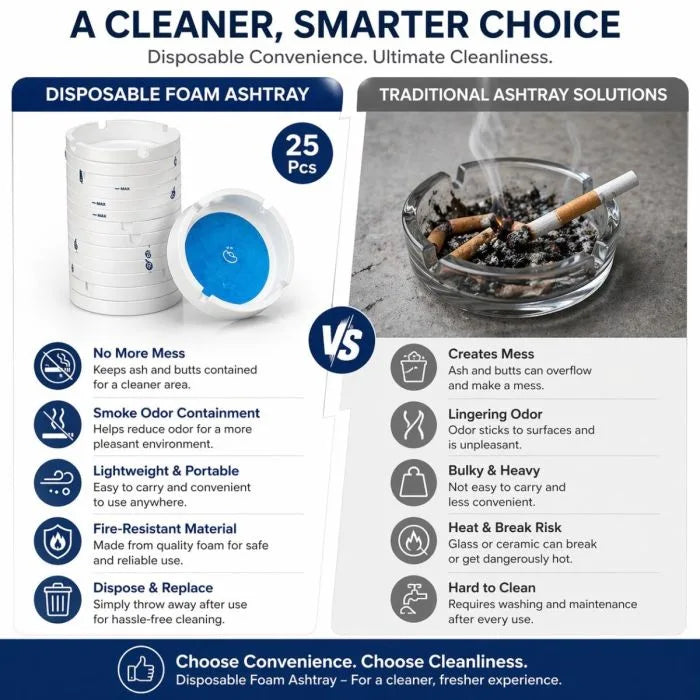 Disposable foam ashtray, 25 pieces