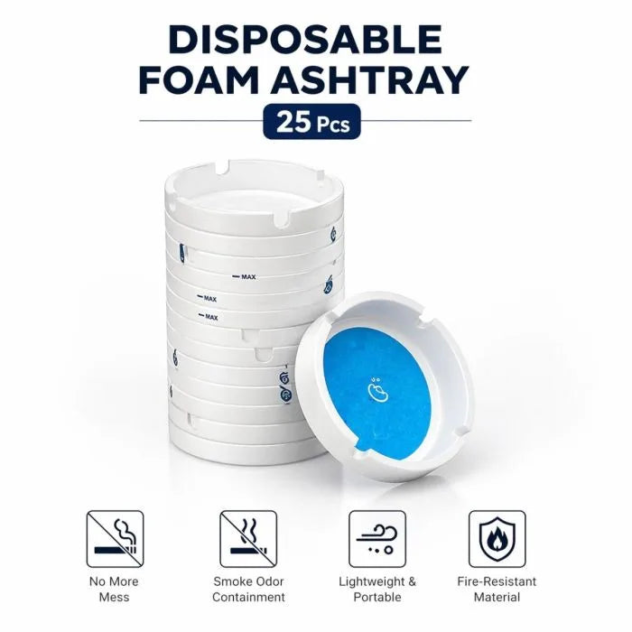 Disposable foam ashtray, 25 pieces