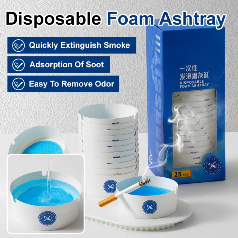 Disposable foam ashtray pack of 25 for car and home use